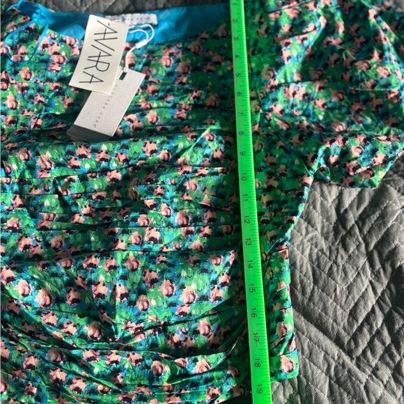 NWT Endless Rose Brianna Top Large Ruched Poplin Top. Colorful. Side zipper. - Picture 5 of 5